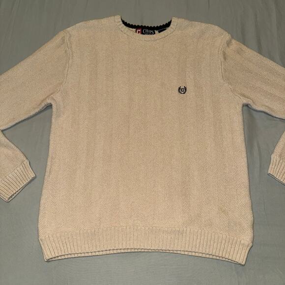 Chaps Knit Sweater Cream / Beige Pullover Crewneck Sweater Size Medium - Picture 1 of 7